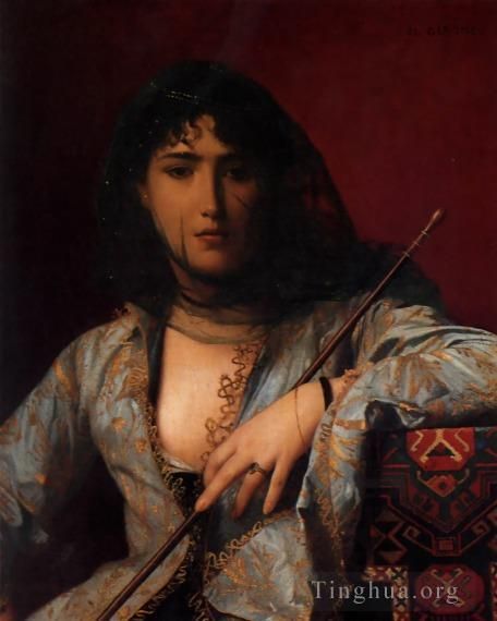 让·莱昂·杰罗姆 的油画作品 -  《蒙着面纱的切尔克斯女士》