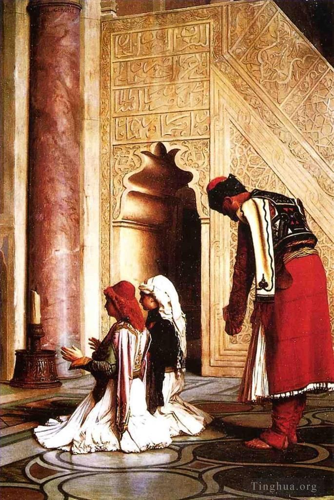 让·莱昂·杰罗姆 的油画作品 -  《清真寺里的希腊青年》