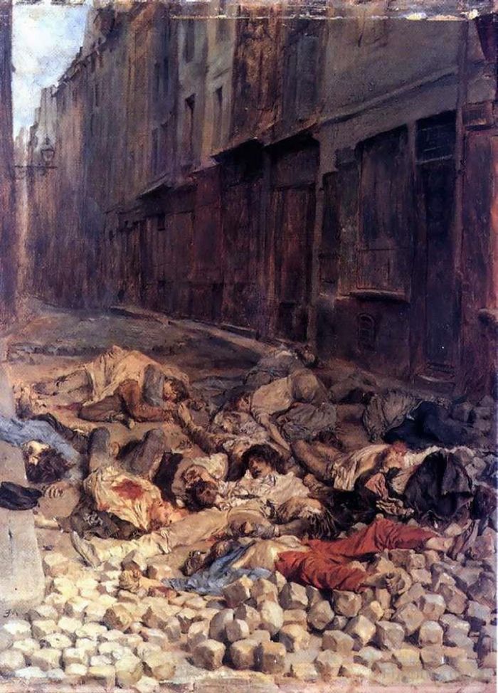 让·路易斯·欧内斯特·梅索尼埃 的油画作品 -  《路障》