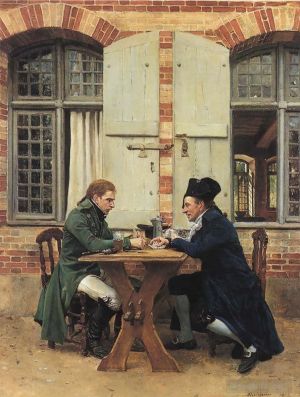 艺术家让·路易斯·欧内斯特·梅索尼埃作品《玩纸牌的人,1872》