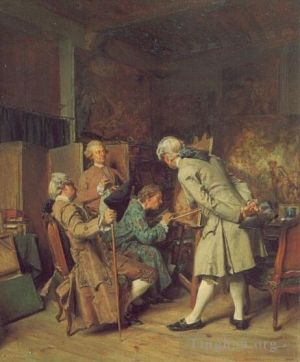 艺术家让·路易斯·欧内斯特·梅索尼埃作品《绘画爱好者》