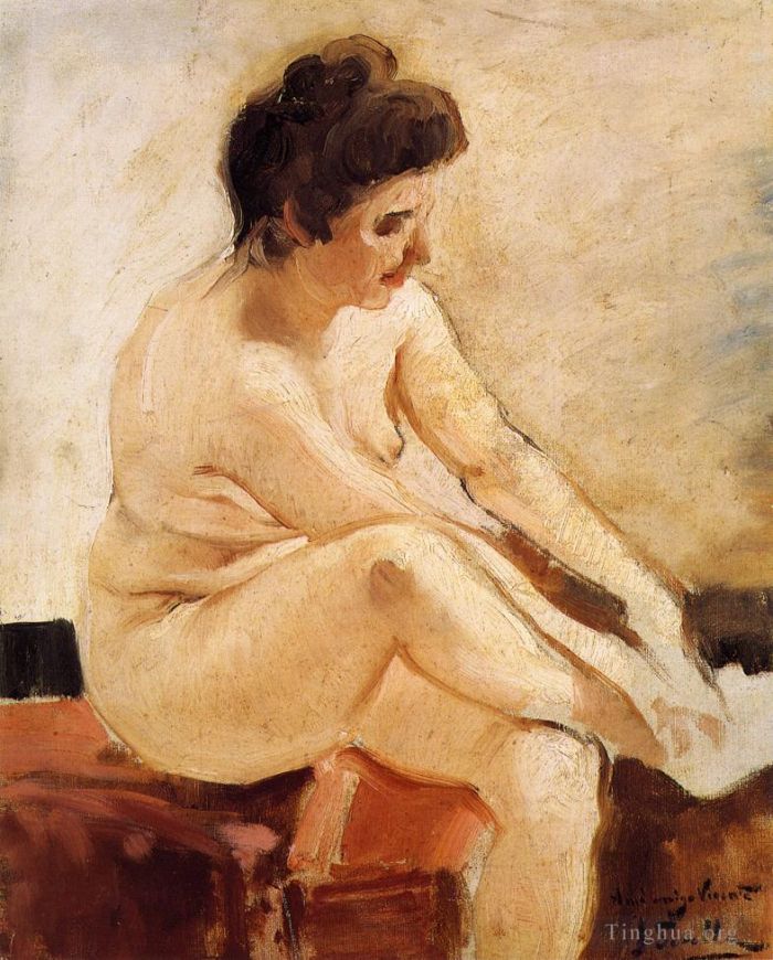 华金·索罗利亚·巴斯蒂达 的油画作品 -  《坐着的裸体》