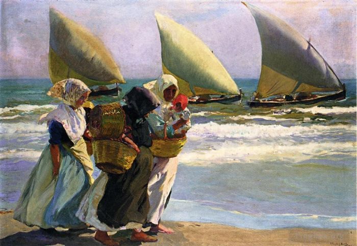 华金·索罗利亚·巴斯蒂达 的油画作品 -  《三帆》