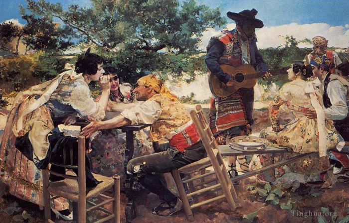 华金·索罗利亚·巴斯蒂达 的油画作品 -  《巴伦西亚场景》