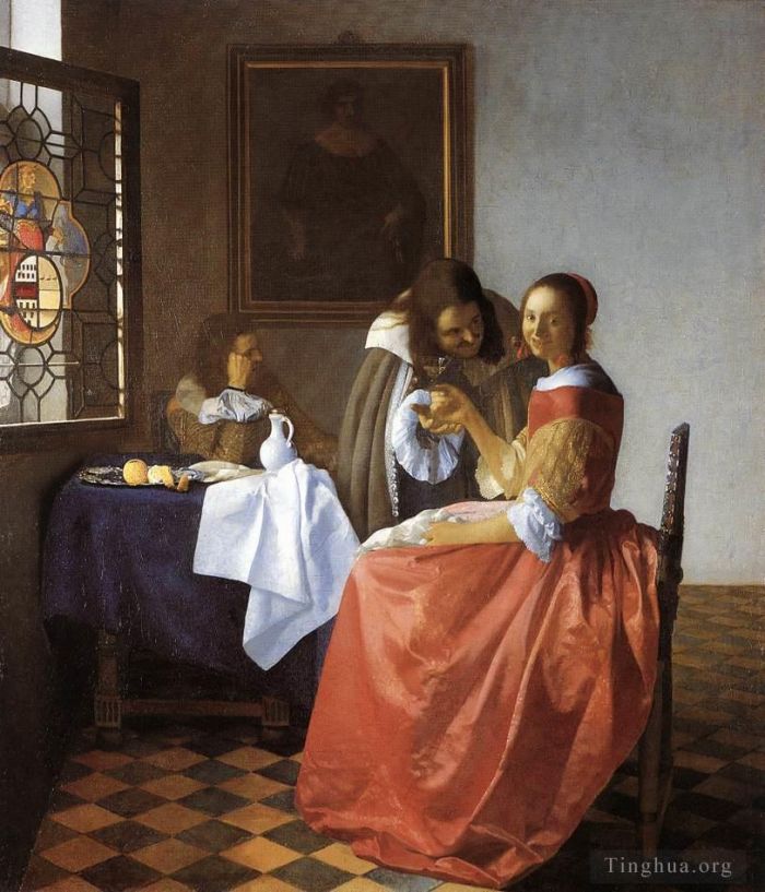 扬·弗美尔 的油画作品 -  《一位女士和两位先生》