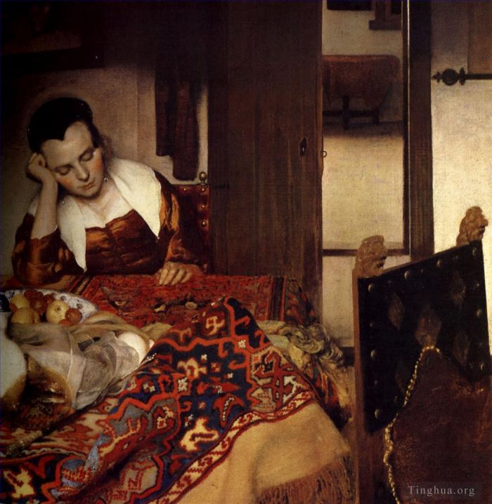 扬·弗美尔 的油画作品 -  《睡着的女仆》
