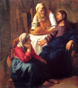 艺术家扬·弗美尔作品《基督在玛丽和马大的家里》