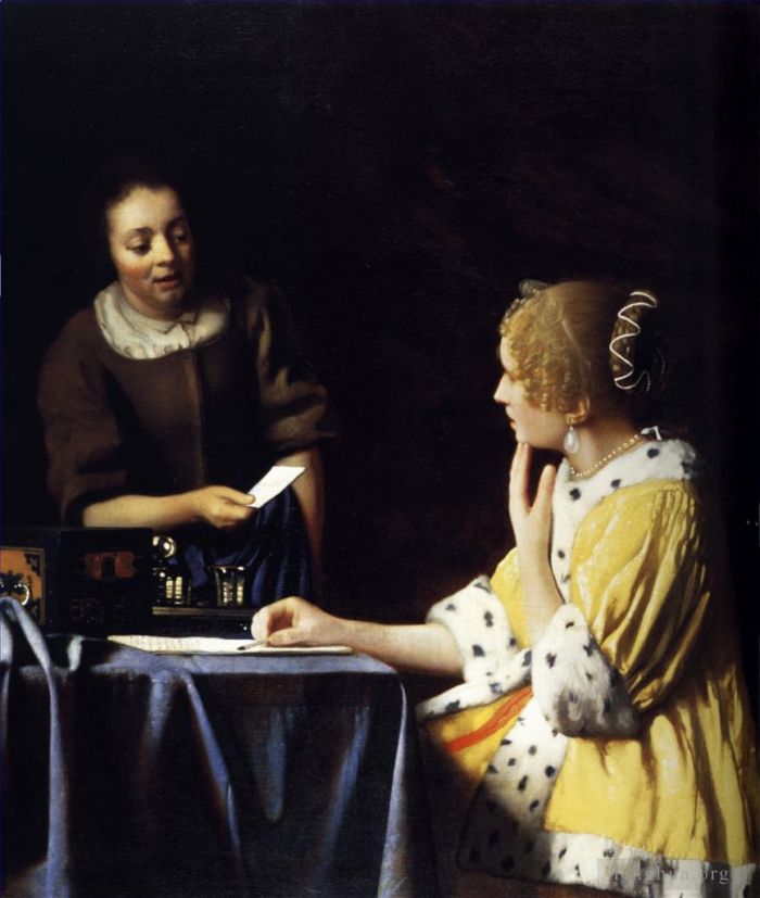 扬·弗美尔 的油画作品 -  《女主人和女仆》