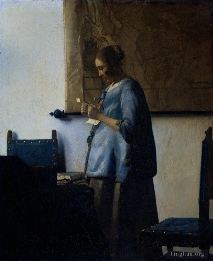 扬·弗美尔 的油画作品 -  《读信的女人》