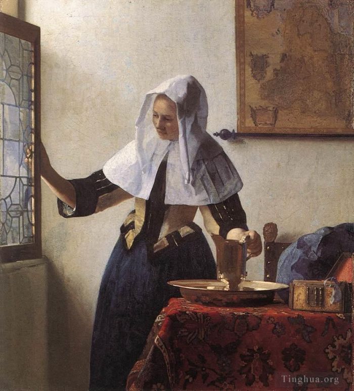 扬·弗美尔 的油画作品 -  《拿着水壶的年轻女子》