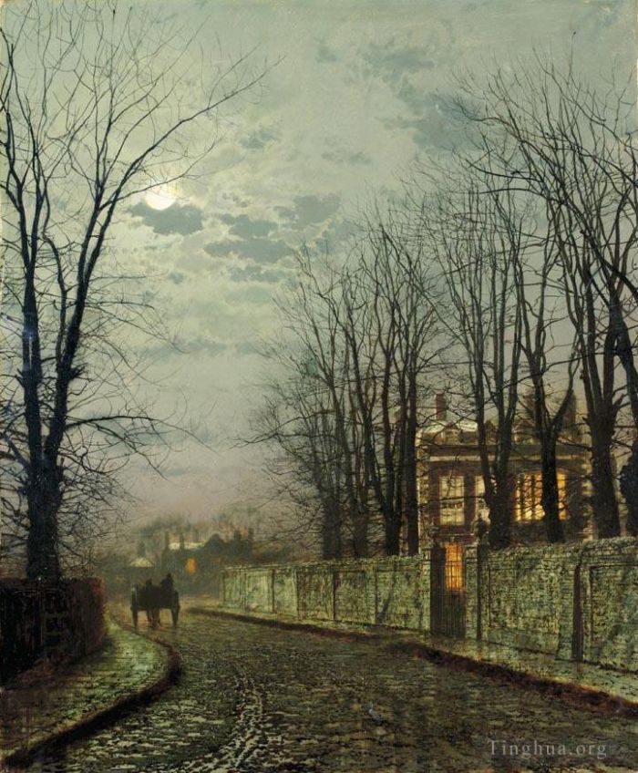 约翰·阿特金森·格里姆肖 的油画作品 -  《寒月》