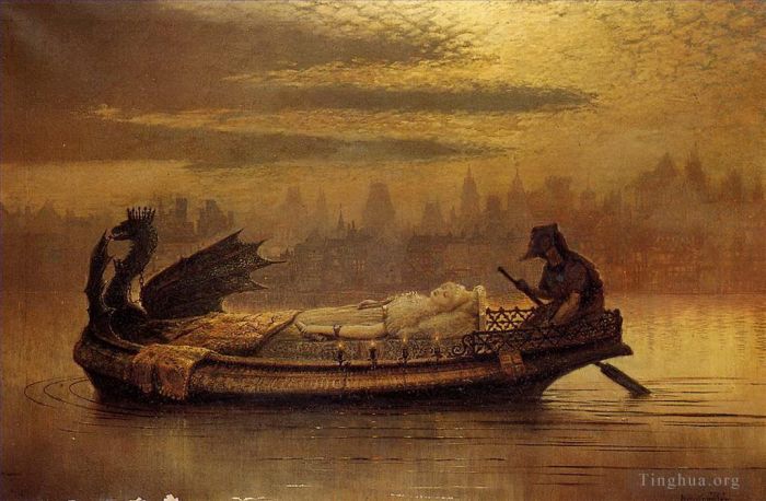 约翰·阿特金森·格里姆肖 的油画作品 -  《伊莱恩》