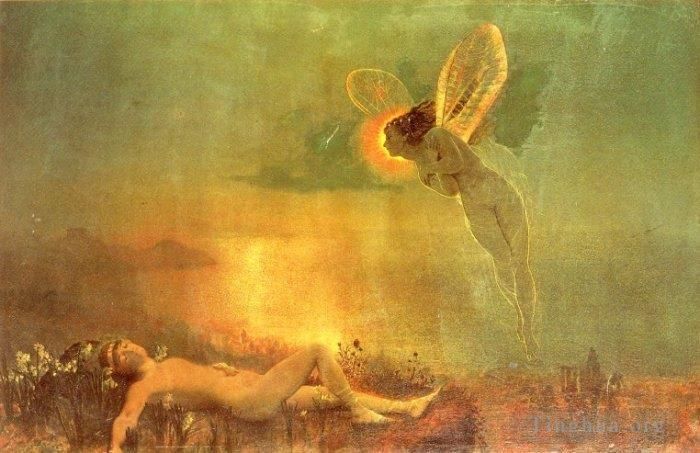 约翰·阿特金森·格里姆肖 的油画作品 -  《拉特姆斯山上的恩底弥翁》