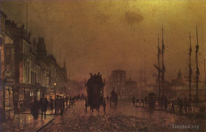 约翰·阿特金森·格里姆肖 的油画作品 -  《格拉斯哥码头》