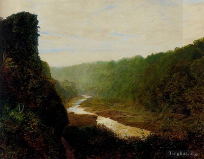 约翰·阿特金森·格里姆肖 的油画作品 -  《蜿蜒河流景观》