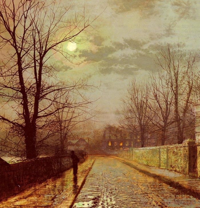 约翰·阿特金森·格里姆肖 的油画作品 -  《柴郡巷》