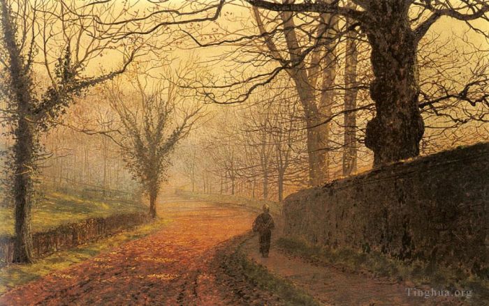 约翰·阿特金森·格里姆肖 的油画作品 -  《十一月下午斯台普尔顿公园》