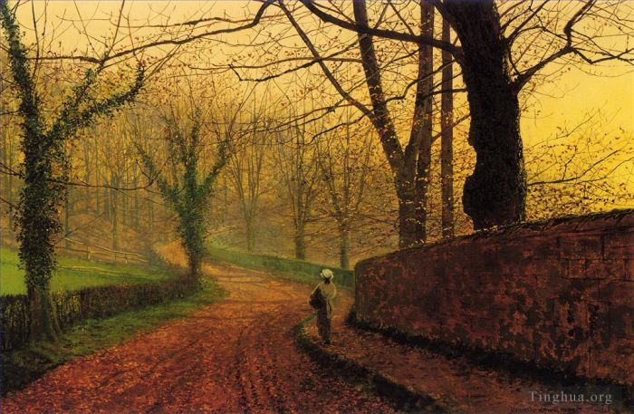约翰·阿特金森·格里姆肖 的油画作品 -  《庞蒂弗拉克特附近的斯台普顿公园》