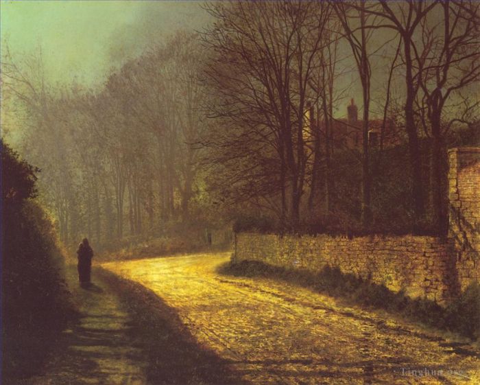 约翰·阿特金森·格里姆肖 的油画作品 -  《恋人》