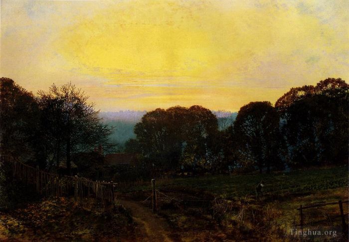 约翰·阿特金森·格里姆肖 的油画作品 -  《暮光之城菜园》