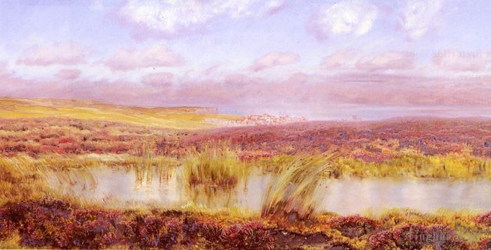 约翰·布雷特 的油画作品 -  《从荒原看惠特比》