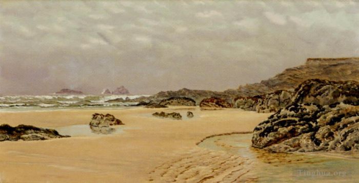 约翰·布雷特 的油画作品 -  《特雷亚农湾的景色》