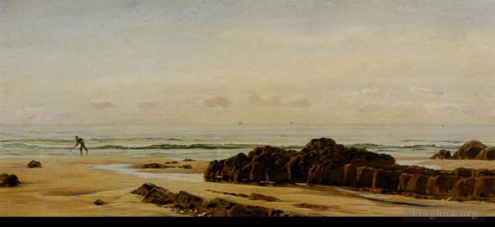 约翰·布雷特 的油画作品 -  《康沃尔海岸的布德》