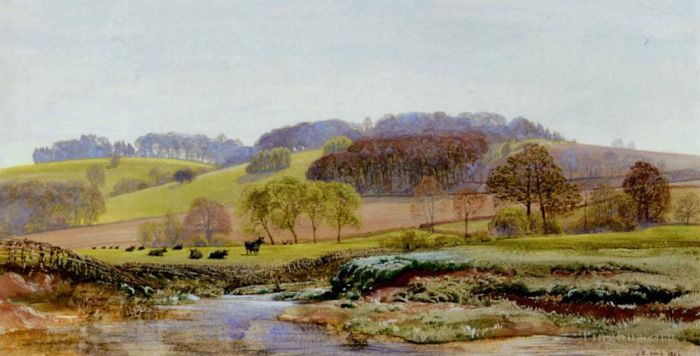 约翰·布雷特 的油画作品 -  《摩登附近的春天》