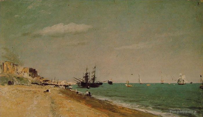 约翰·康斯特勃 的油画作品 -  《布莱顿海滩与高力》