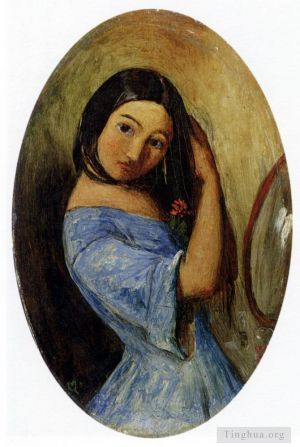 艺术家约翰·埃弗里特·米莱斯爵士作品《一个年轻的女孩梳理她的头发》