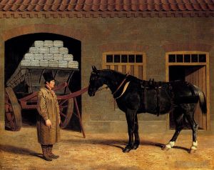 艺术家老约翰·弗雷德里克·费林作品《马厩外的马车和车夫》
