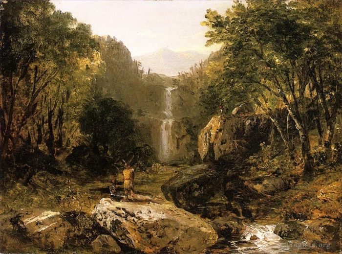 约翰·冯·肯塞特 的油画作品 -  《卡茨基尔山风景》