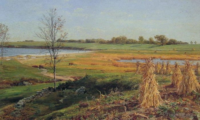 约翰·冯·肯塞特 的油画作品 -  《康涅狄格州海岸线在秋天》