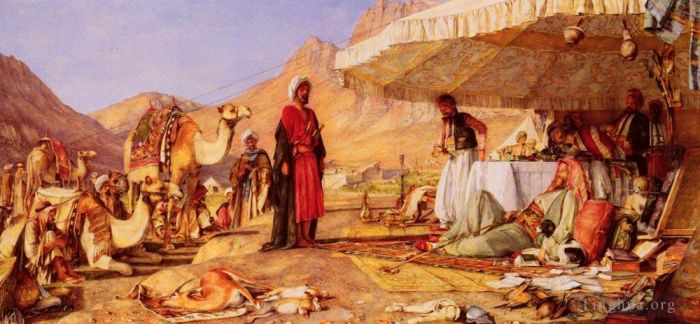 约翰·弗雷德里克·刘易斯 的油画作品 -  《西奈山沙漠中的弗兰克营地》