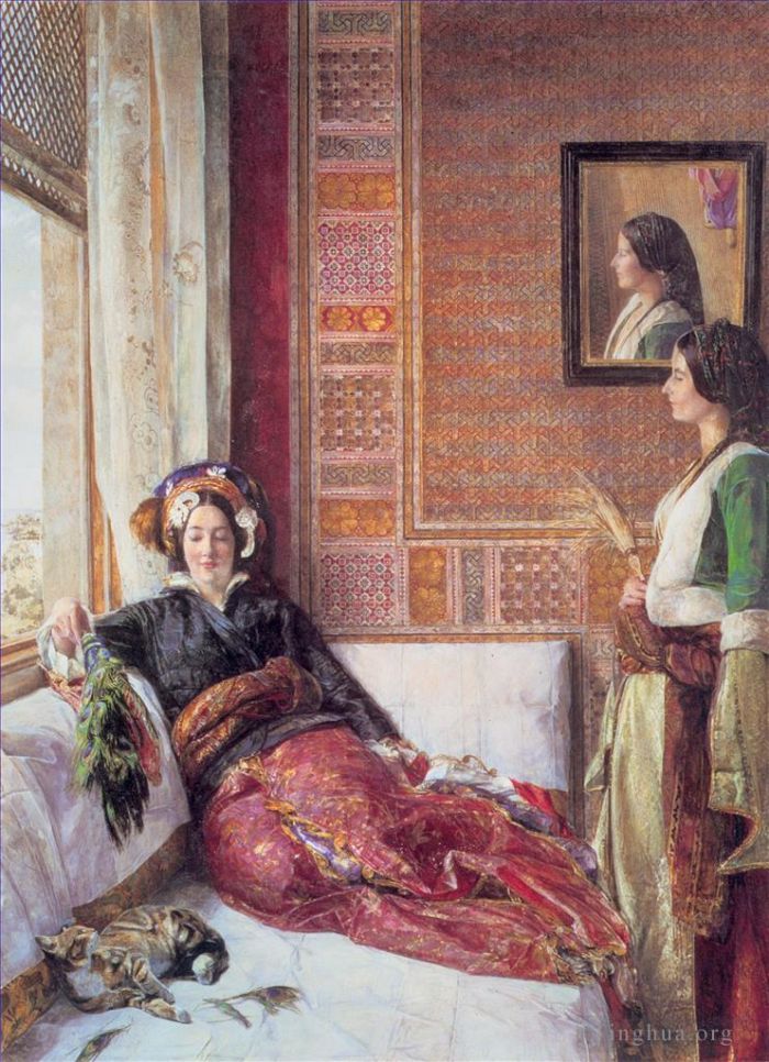 约翰·弗雷德里克·刘易斯 的油画作品 -  《君士坦丁堡的后宫生活》