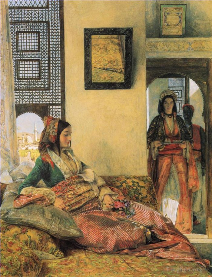 约翰·弗雷德里克·刘易斯 的油画作品 -  《开罗后宫的生活》