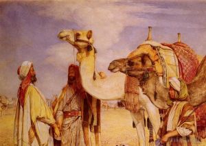 艺术家约翰·弗雷德里克·刘易斯作品《埃及沙漠中的问候》