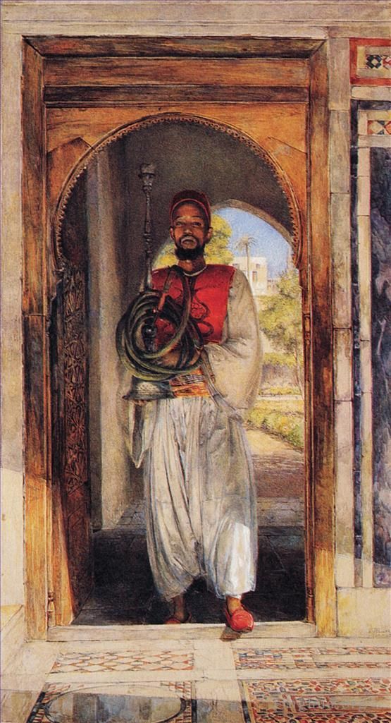 约翰·弗雷德里克·刘易斯 的油画作品 -  《管道承载者》