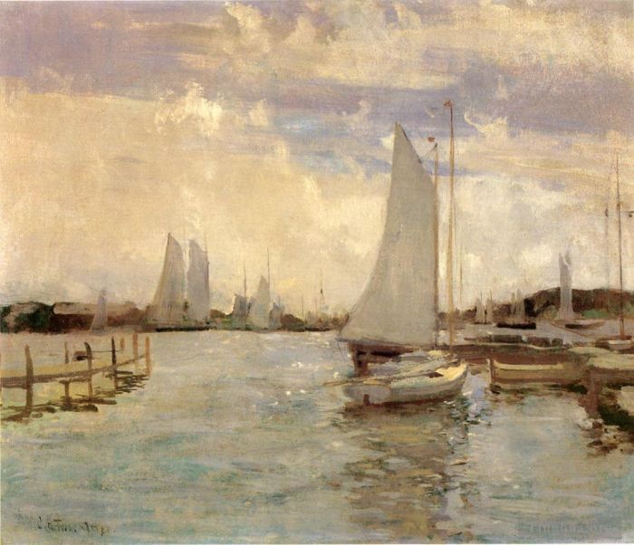 约翰·亨利·托曼 的油画作品 -  《格洛斯特港》
