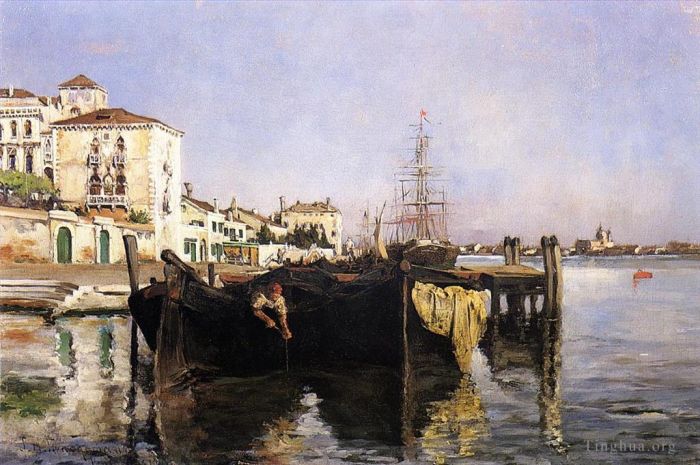 约翰·亨利·托曼 的油画作品 -  《威尼斯的景色》