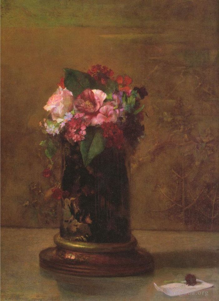 约翰·拉法基 的油画作品 -  《日本花瓶里的花》