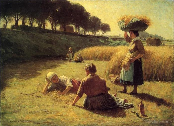 约翰·奥蒂斯·亚当斯 的油画作品 -  《拾穗者休息又名中午》
