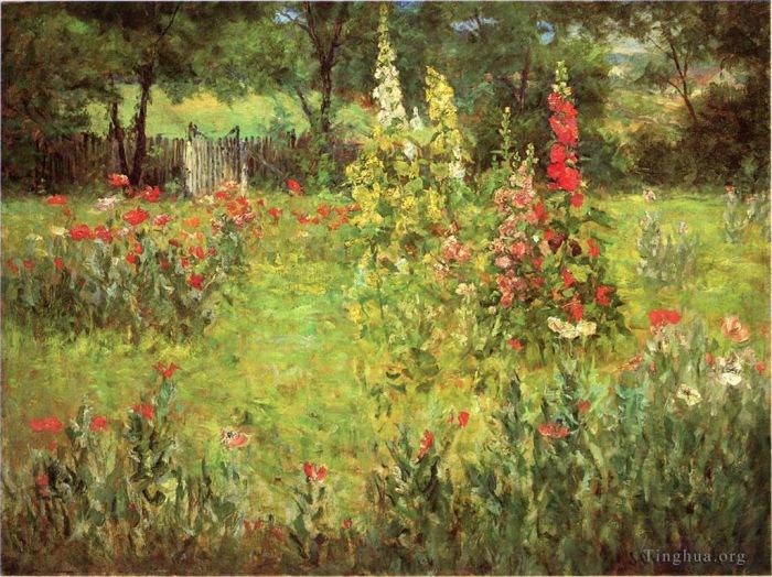 约翰·奥蒂斯·亚当斯 的油画作品 -  《蜀葵和罂粟冬宫》