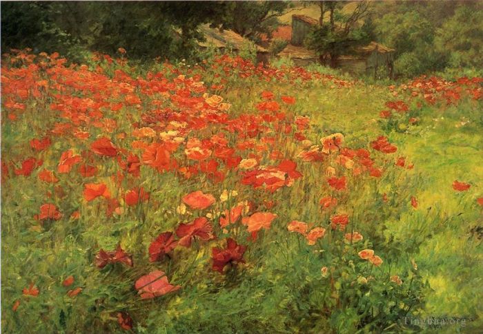 约翰·奥蒂斯·亚当斯 的油画作品 -  《在罂粟地》