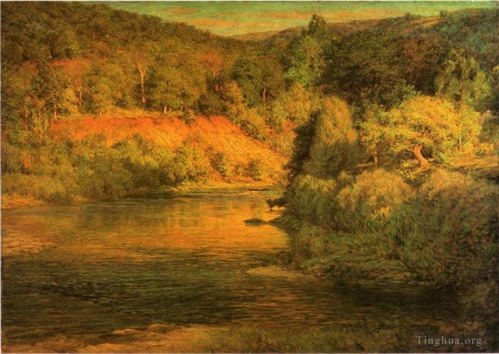 约翰·奥蒂斯·亚当斯 的油画作品 -  《日落潮起又名银行》