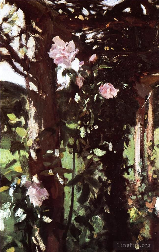约翰·辛格·萨金特 的油画作品 -  《牛津郡的玫瑰格子玫瑰》
