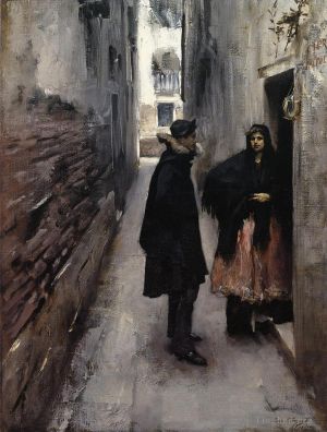 艺术家约翰·辛格·萨金特作品《威尼斯的一条街》