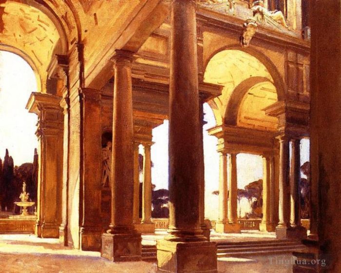 约翰·辛格·萨金特 的油画作品 -  《佛罗伦萨建筑研究》