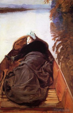 艺术家约翰·辛格·萨金特作品《河上的秋天又名维奥莱特·萨金特小姐》
