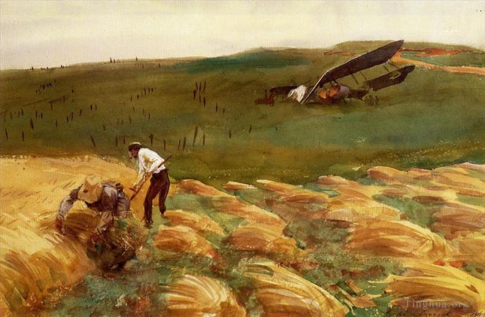 约翰·辛格·萨金特 的油画作品 -  《坠毁的飞机》
